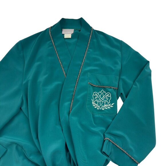 Natori II Vintage Minimalist Long Green Robe Women's Size L/XL - Picture 2 of 9